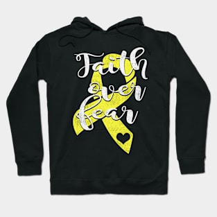 Faith Over Fear Hydrocephalus Awareness Yellow Ribbon Warrior Support Survivor Hoodie